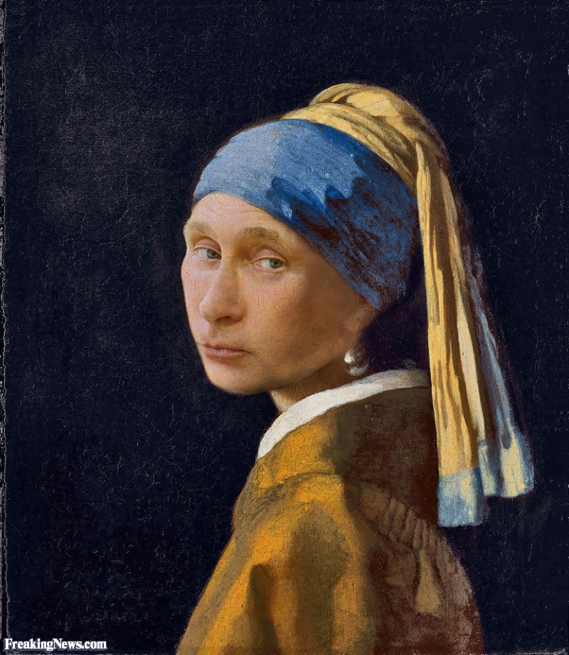 800x922 Vladimir Putin In Girl With A Pearl Earring Painting Pictures - Putin Painting