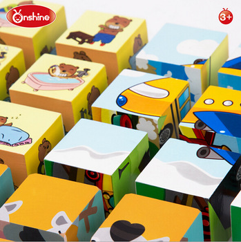 349x350 Onshine Wooden Six Side Painting Puzzle 3d Puzzle Children Cube - Puzzle Painting