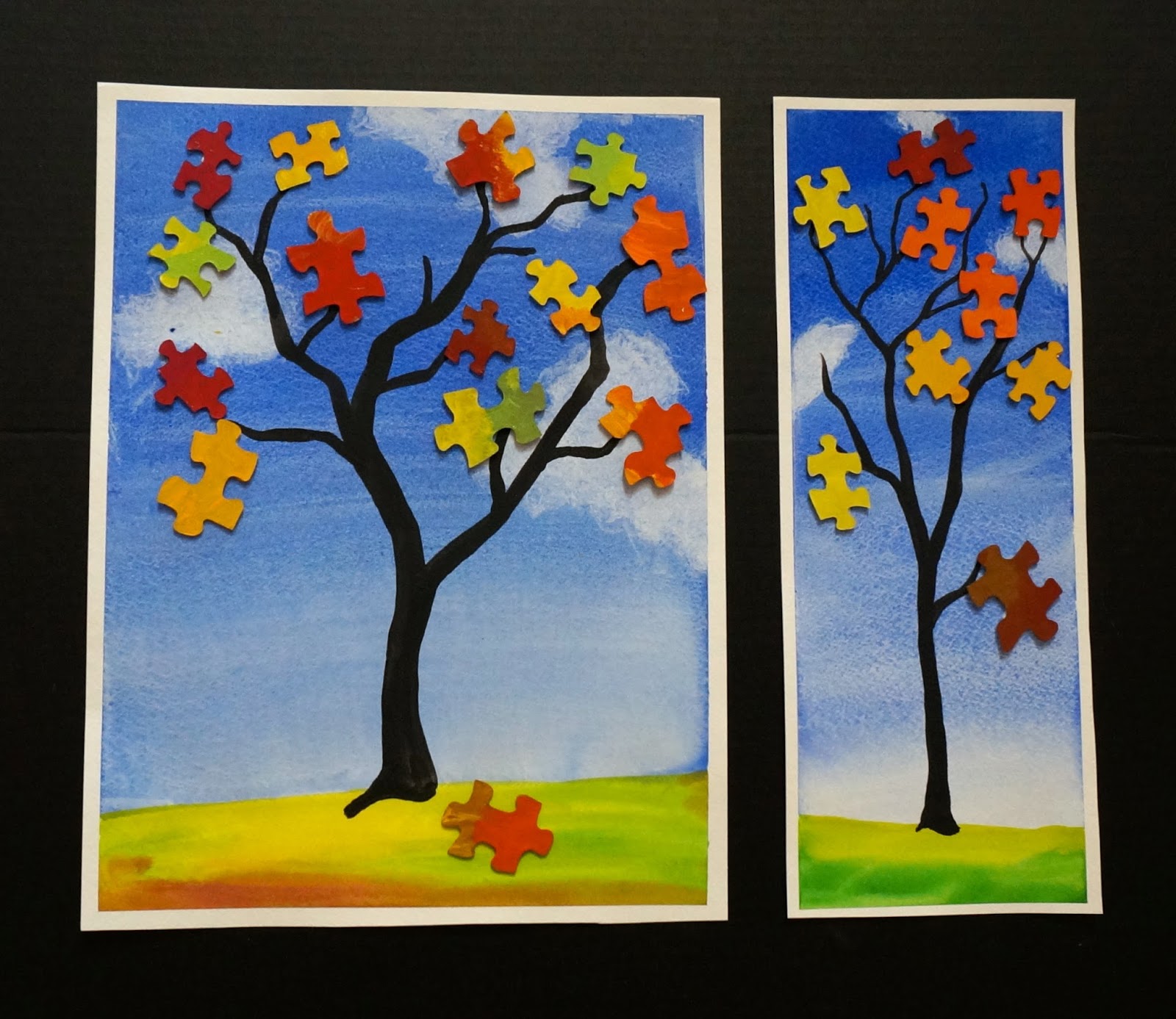 1600x1387 That Artist Woman Fall Puzzle Trees - Puzzle Piece Painting