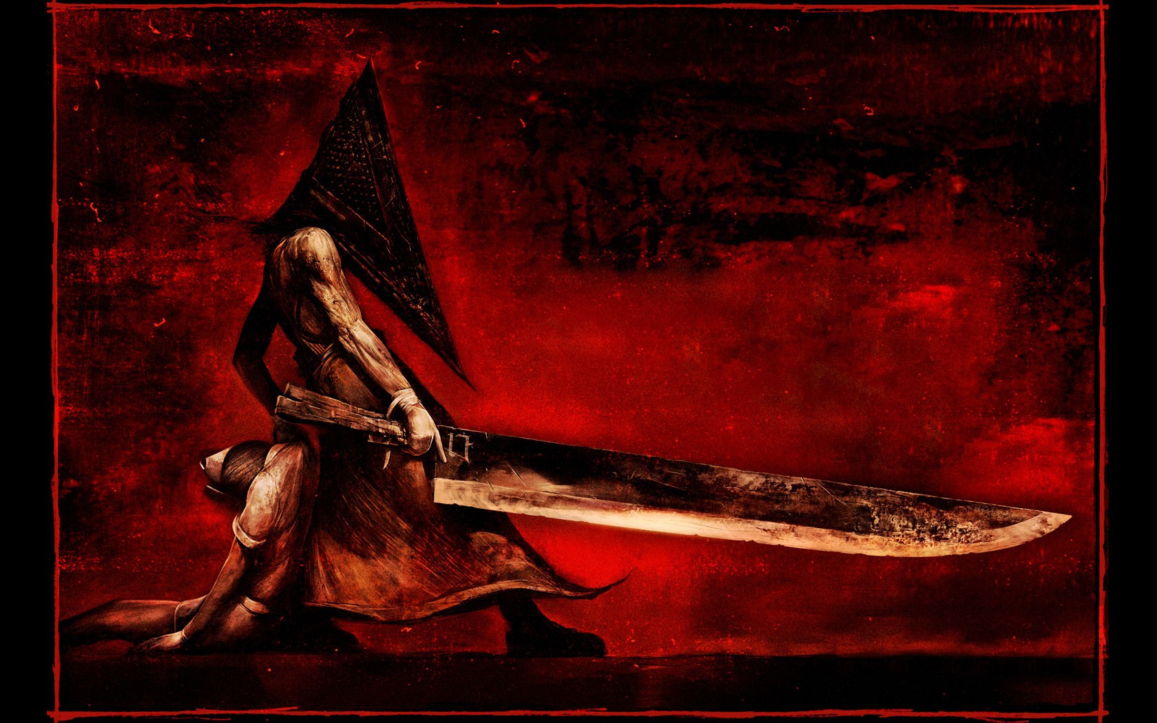 1680x1050 Wallpaper Painting, Video Games, Sword, Silent Hill, Mythology - Pyramid Head Painting