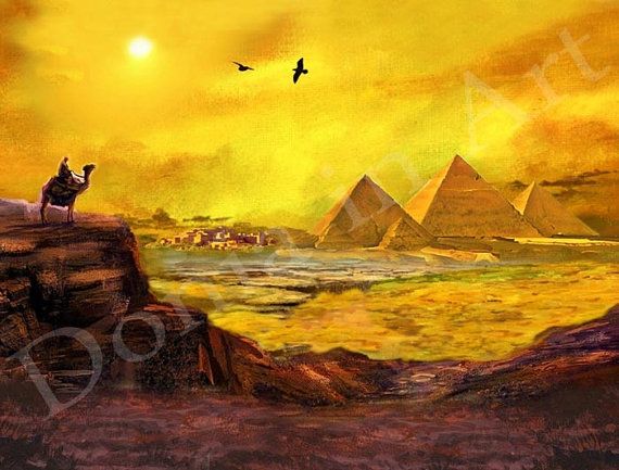 570x433 Pyramid Art, Egyptian Art, Egypt Paintings, Landscape Art, Pyramid - Pyramid Painting