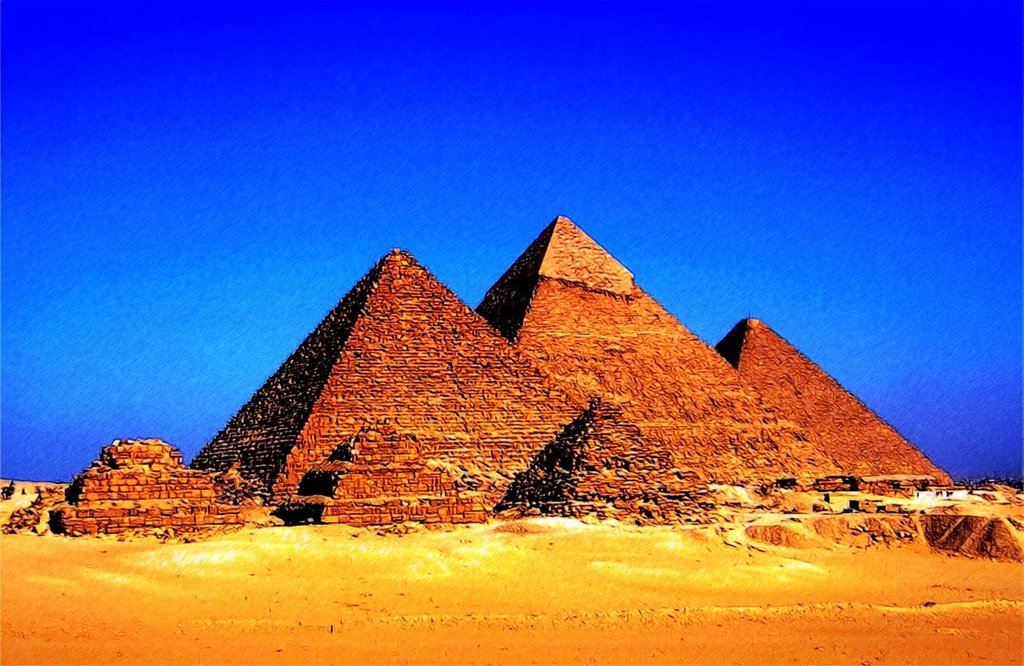 1024x666 Pyramids(Sketch) By T Douglas Painting - Pyramid Painting