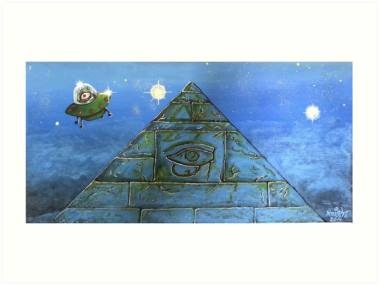 549x413 Ufo Alien Pyramid Painting Art Prints By Mdkgraphics Redbubble - Pyramid Painting