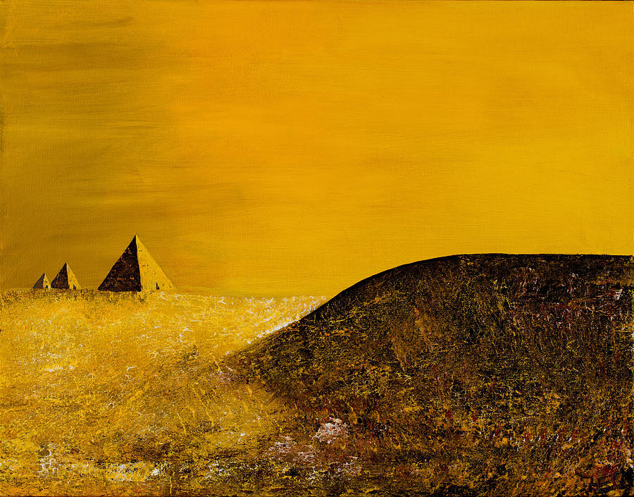 900x705 Yellow Pyramid Painting By Mayhem Mediums - Pyramid Painting