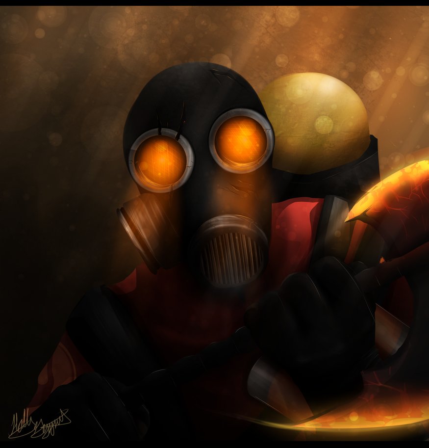 875x913 Pyro Tf2 Fanart By Xblackice - Pyro Painting