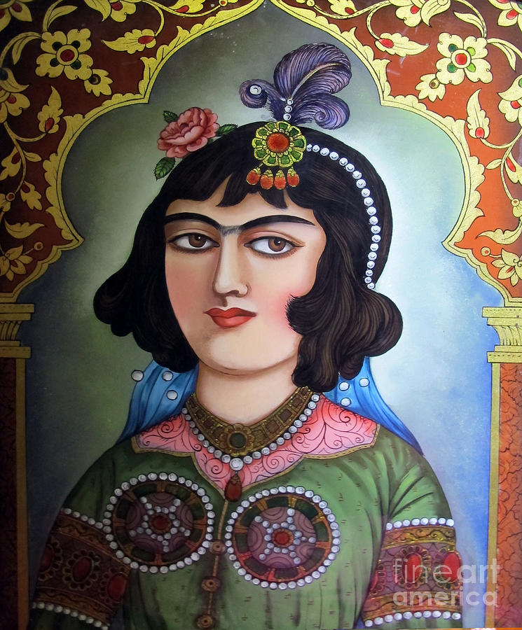 745x900 Qajar Lady Reverse Glass Painting Painting By Persian Art - Qajar Painting