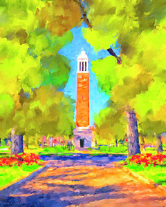 240x300 Denny Chimes On The Quad Painting By Mark Tisdale - Quad Painting