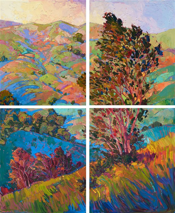575x699 Hills In Quadtych - Quad Painting