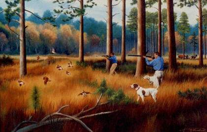 421x269 Hunting - Quail Hunting Painting