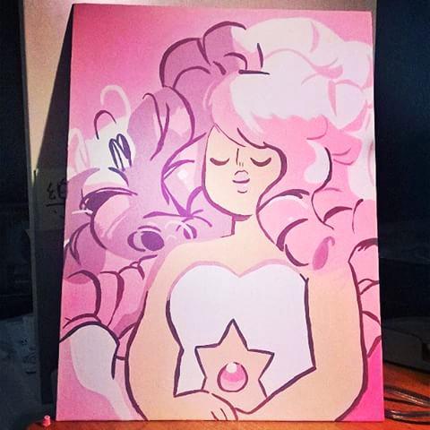 480x480 Rose Quartz Painting Painted Based Off The Portrait In Universe So - Quartz Painting