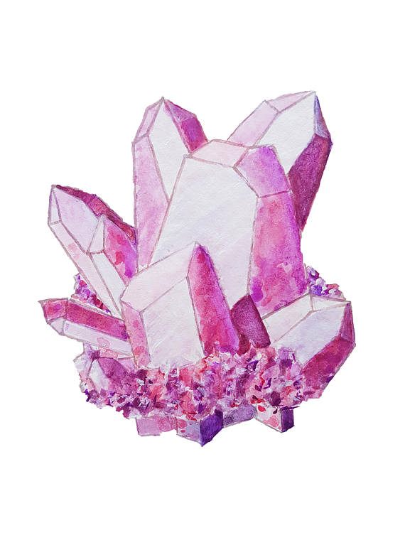 570x760 Crystal Print Quartz Painting Pink Quartz Quartz Cluster - Quartz Painting