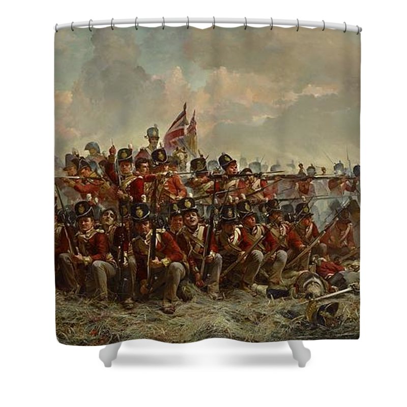 800x800 The 28th Regiment At Quatre Bras Shower Curtain For Sale By - Quatre Bras Painting