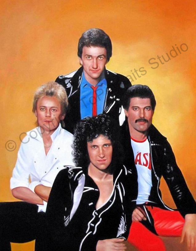636x813 Queen Band, Freddie Mercury - Queen Band Painting