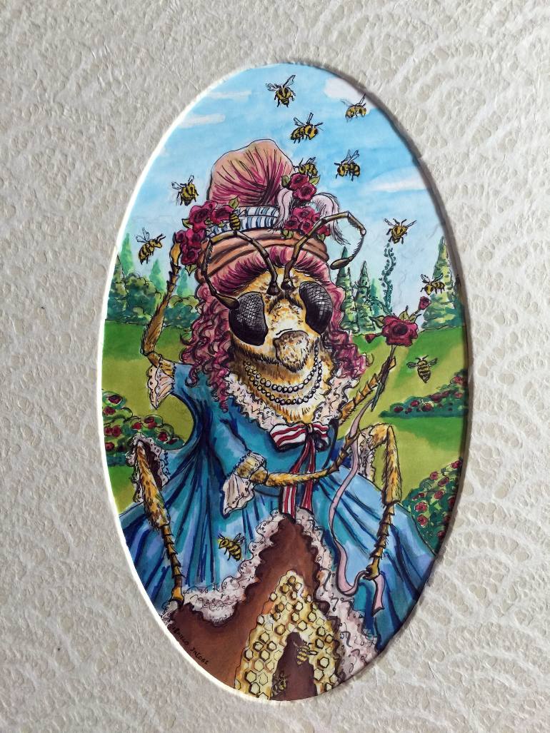 770x1027 Saatchi Art Reine Des Abeilles (Queen Bee) Painting By Celeste Jacobi - Queen Bee Painting