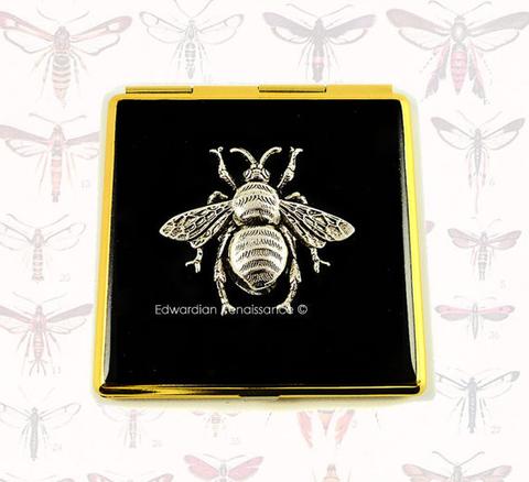 480x438 Square Compact Mirror Gothic Victorian Queen Bee Inlaid In Hand - Queen Bee Painting