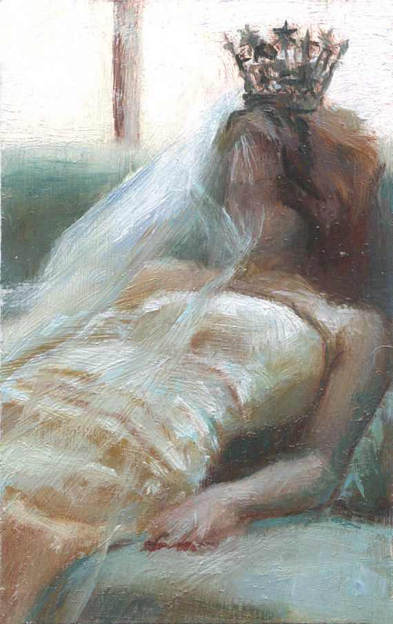 570x905 Open Edition Print Girl With Crown Princess Queen - Queen Crown Painting