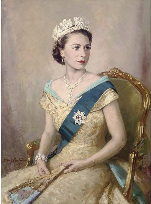 512x692 Mary Eastman (British, C.1953) Portrait Of Queen Elizabeth Ii - Queen Elizabeth Ii Painting