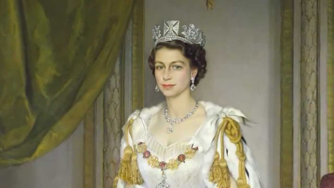 1280x720 Royal Collection Queen Elizabeth Ii In Coronation Robes, Sir - Queen Elizabeth Ii Painting