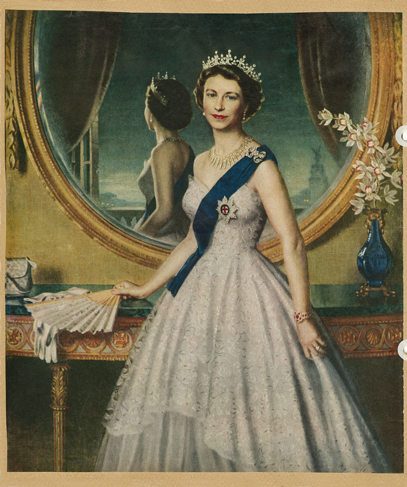 826x987 The State Maahs Scrapbook Book Number 2 [Portrait Of Queen - Queen Elizabeth Ii Painting