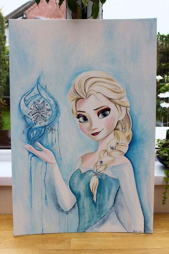 570x855 Original Large Elsa Frozen Painting 20 X 30 By Princessofpainting - Queen Elsa Painting
