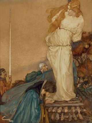 320x428 British Paintings William Russell Flint - Queen Guinevere Painting