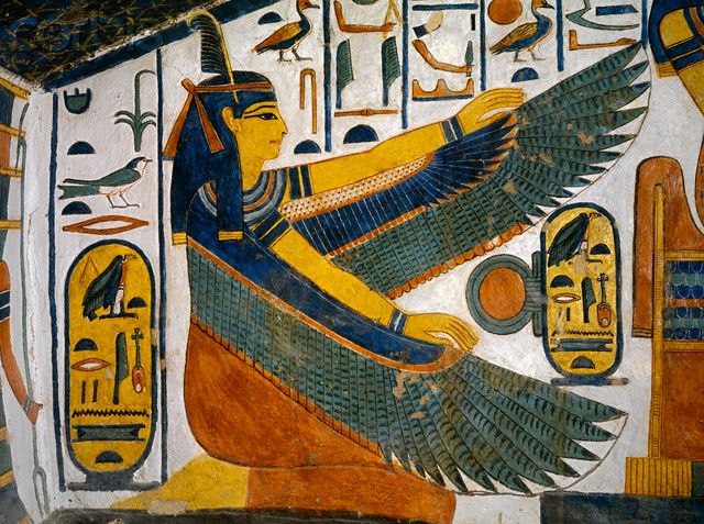 640x477 Painting Of The Goddess Ma'At From The Tomb Of Nefertari Ancient - Queen Nefertari Tomb Painting