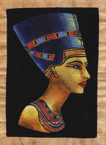 425x580 Egyptian Papyrus Painting Queen Nefertiti 7x9 + Hand Painted + - Queen Nefertiti Painting
