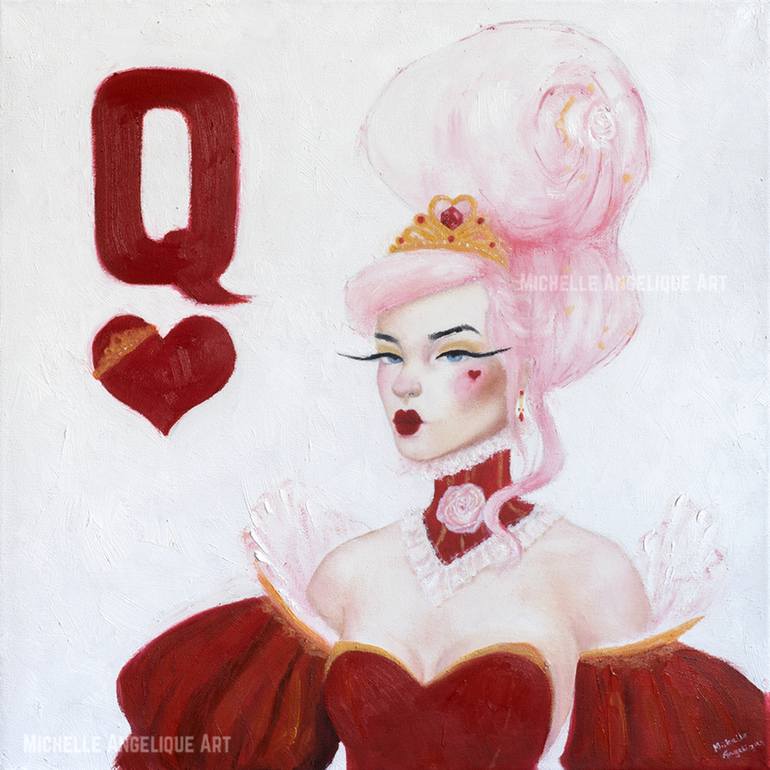 770x770 Saatchi Art Queen Of Hearts. Painting By Michelle Angelique - Queen Of Hearts Painting