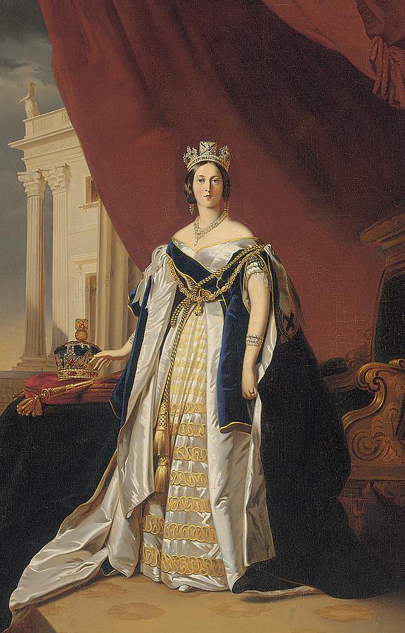 576x900 Portrait Of Queen Victoria In Coronation Robes Painting By Franz - Queen Painting