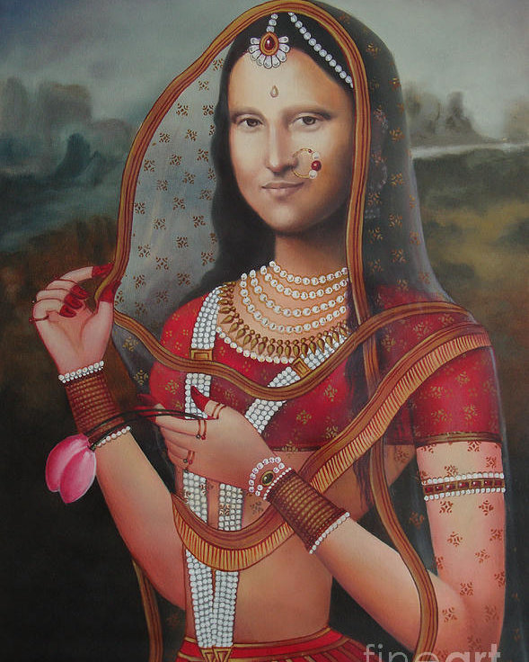 589x736 Queen Monalisa Indian Mona Lisa Handmade Painting Oil Color Canvas - Queen Painting