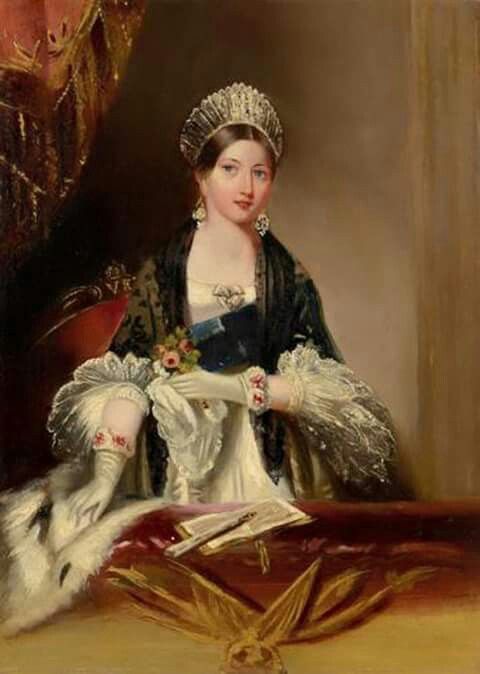 480x674 Beautiful Portrait A Young Queen Victoria. Oil Painting - Queen Painting
