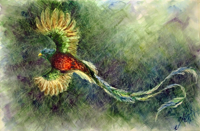 700x458 Quetzal Painting For Sale By Mary Tronova - Quetzal Painting