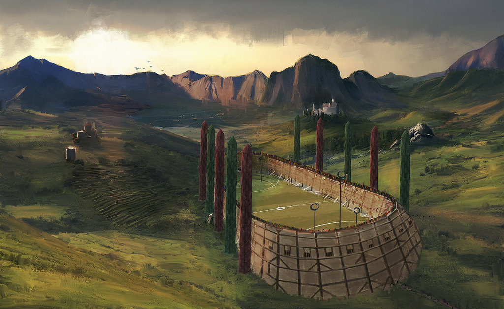 1024x628 Quidditch Stadium By Jontorresart - Quidditch Painting