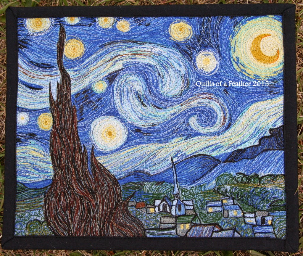 1024x865 Quilts Of A Feather Starry Night Mini Quilt (Thread Painting) - Quilt Painting