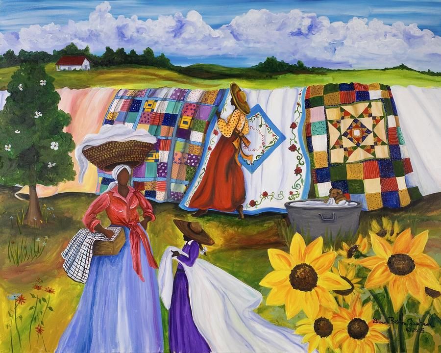 900x720 Country Quilts Painting - Quilt Painting
