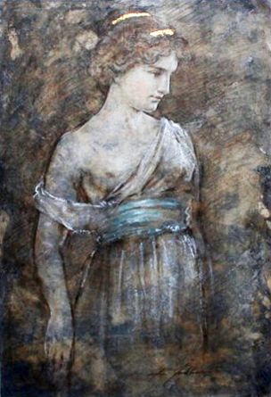 304x445 Etude De Femme 1993 By Richard Franklin, Original Painting, Mixed - R Franklin Painting