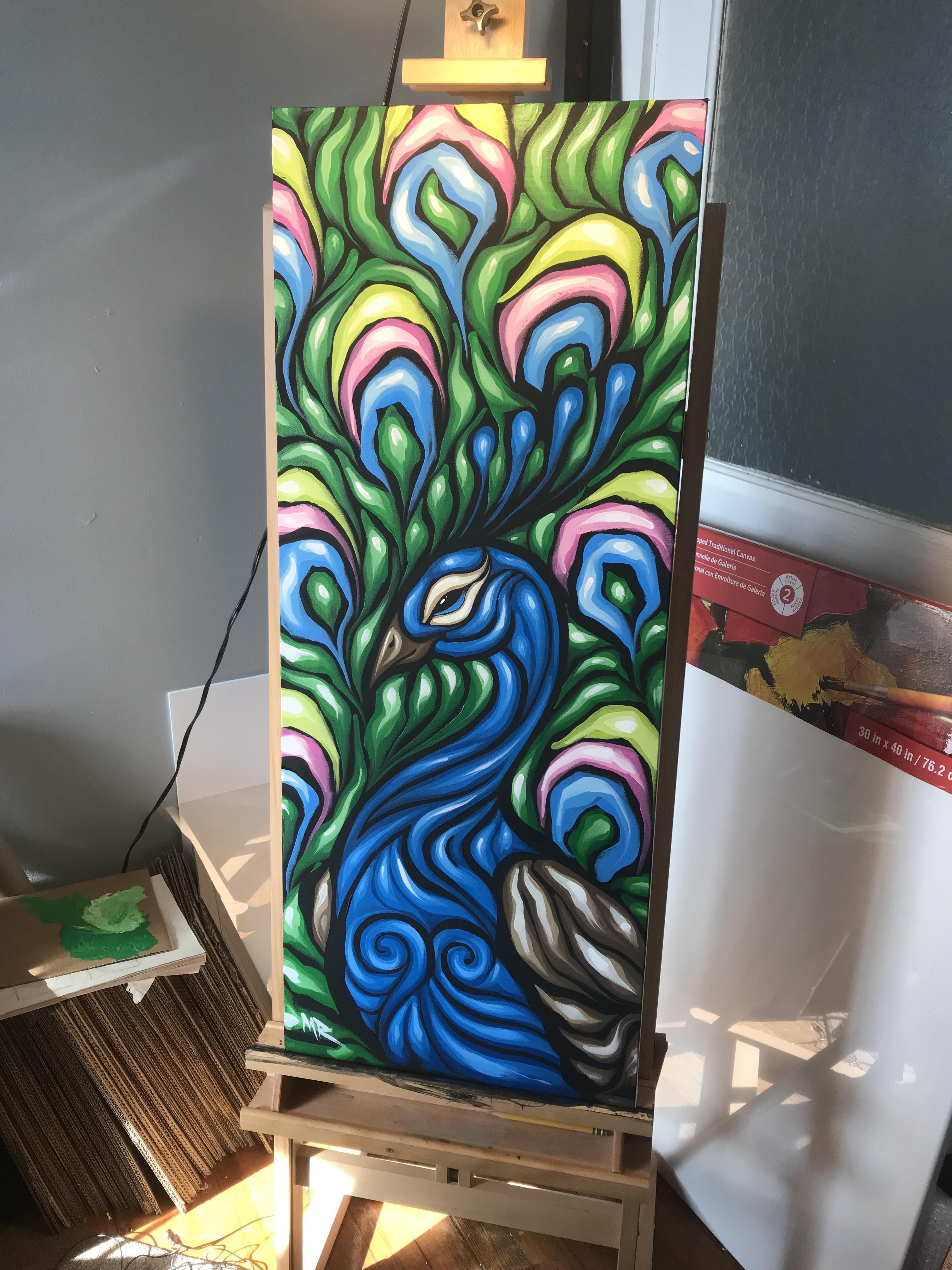 3024x4032 Fancy Peacock 16x40 Acrylic On Canvas (I.redd.it) Submitted By - R Painting