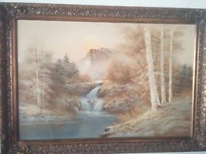 300x225 R Thomas Oil Painting On Canvas, Ornate Framed Original Artwork - R Thomas Painting