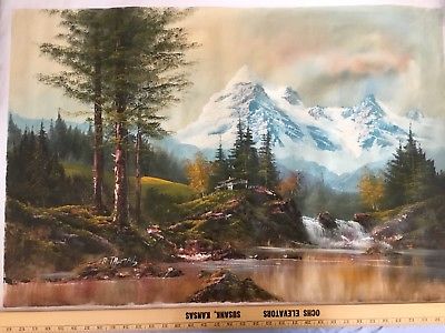 400x300 R Thomas Original Oil Painting Mountain Waterfall Scene 26x35 - R Thomas Painting