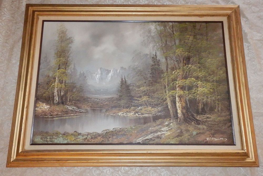 1000x669 Vtg Large Sofa 24 X 36 Oil Painting On Canvas By R. Thomas Wood - R Thomas Painting