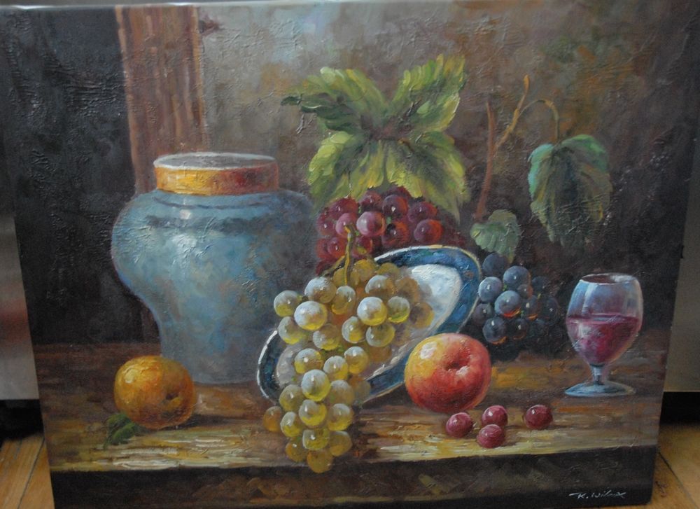 1000x727 R. Wilcox Signed Oil Painting Canvas Impressionist Still Life - R Wilcox Painting