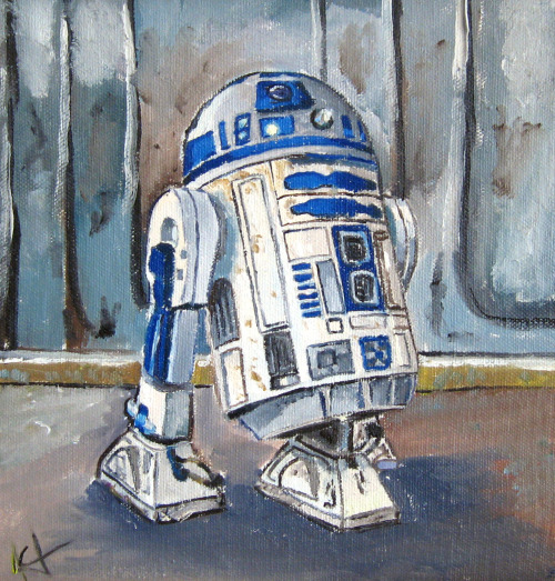 500x523 R2d2 8x8 Oil - R2d2 Painting
