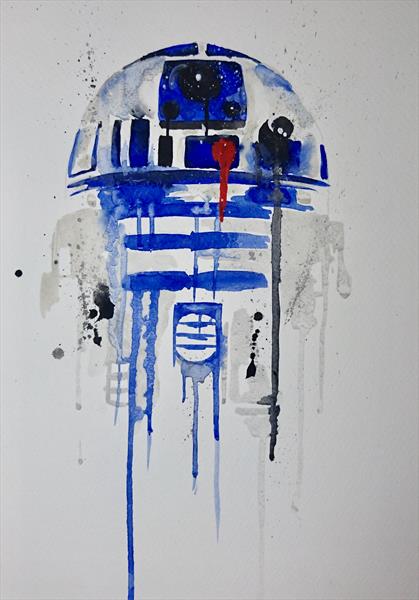 419x600 Star Wars R2d2 Watercolour Painting A4 By Matt Dale Artgallery.co.uk - R2d2 Painting