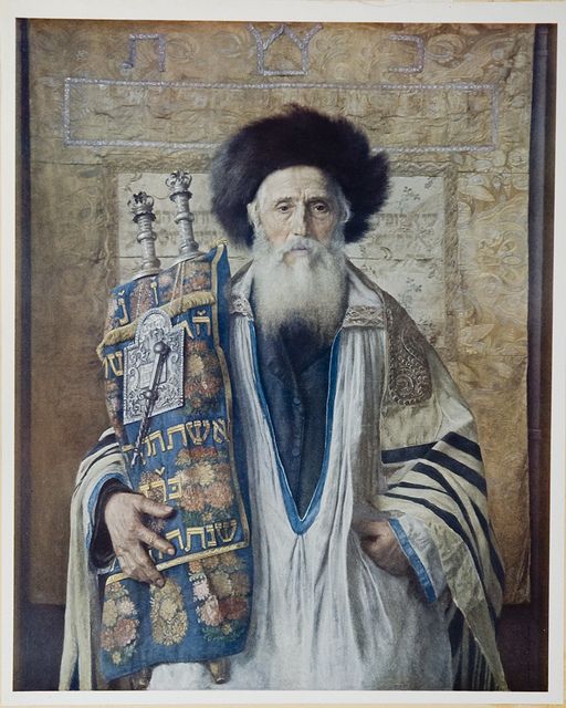 512x640 Print [76 66] Rabbi With Torah By Isidor Kaufmann (1945 1976 - Rabbi Painting