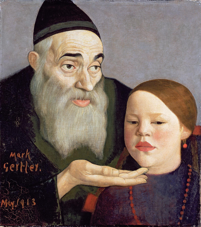 796x900 The Rabbi And His Grandchild, 1913 Painting By Mark Gertler - Rabbi Painting