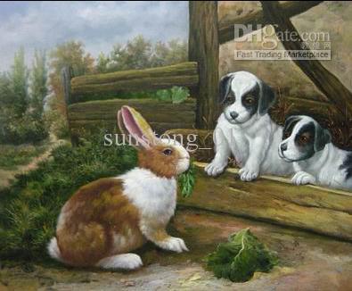395x326 2018 Rabbit Oil Painting On Canvas Christmas Gift Oil Painting - Rabbit Oil Painting