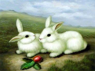 367x275 Rabbit Oil Painting,oil Painting,decoration Rabbit,rabbit - Rabbit Oil Painting