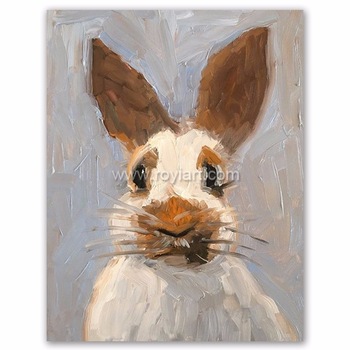 350x350 Handmade Modern Simple Animal Cute Rabbit Oil Painting For Kids - Rabbit Oil Painting