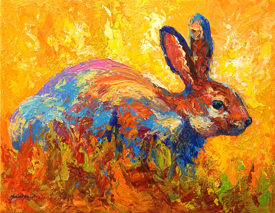 900x696 Forest Rabbit Ii Painting By Marion Rose - Rabbit Painting