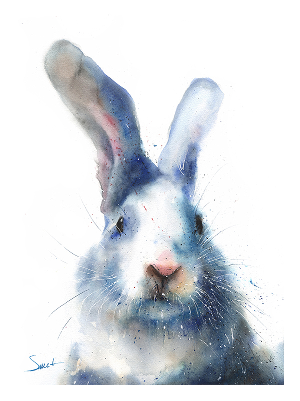 600x800 Rabbit Watercolor Print Watercolor Animal Paintings - Rabbit Painting